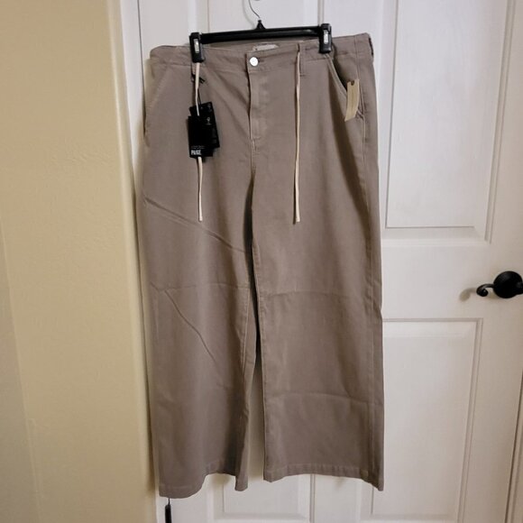 ANTHROPOLOGIE Paige Carly High-Rise Wide-Leg Jeans Moss Taupe Sz: 33 NWT - Picture 6 of 13